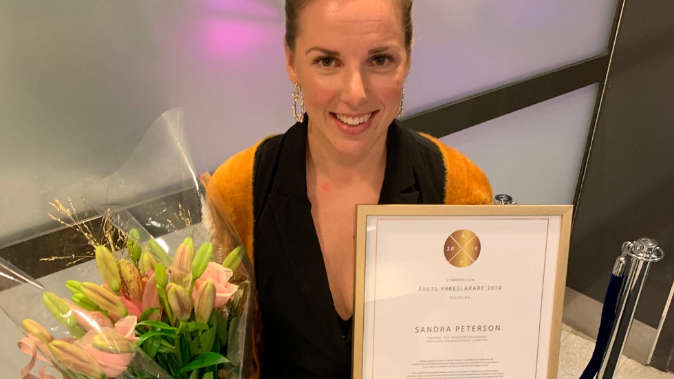 Transportläraren Sandra Petersson från Motala var en av två som fick utmärkelsen Årets yrkeslärare på en gala i Globen.