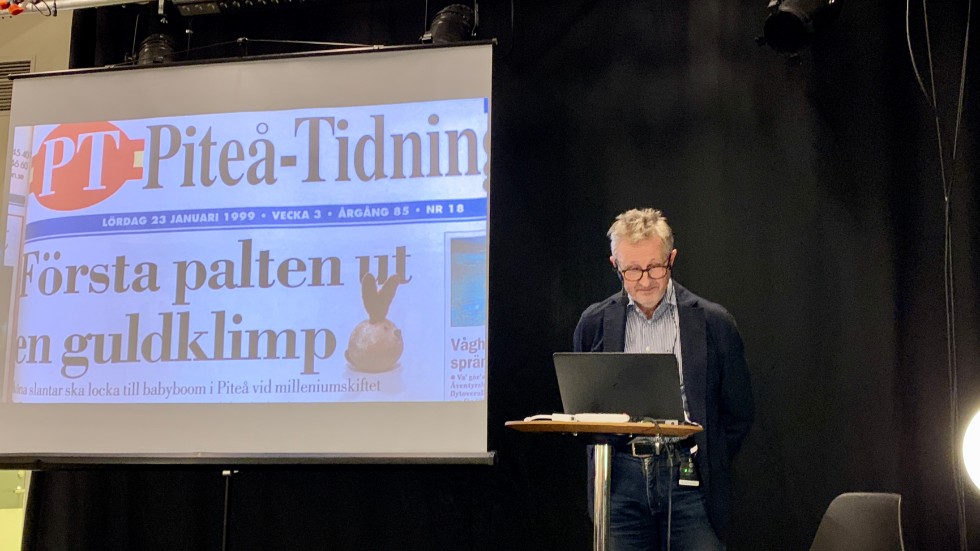 Åke Berggren, överläkare, berättade underhållande om projektet som inför millennieskiftet skulle öka barnafödandet i Piteå.