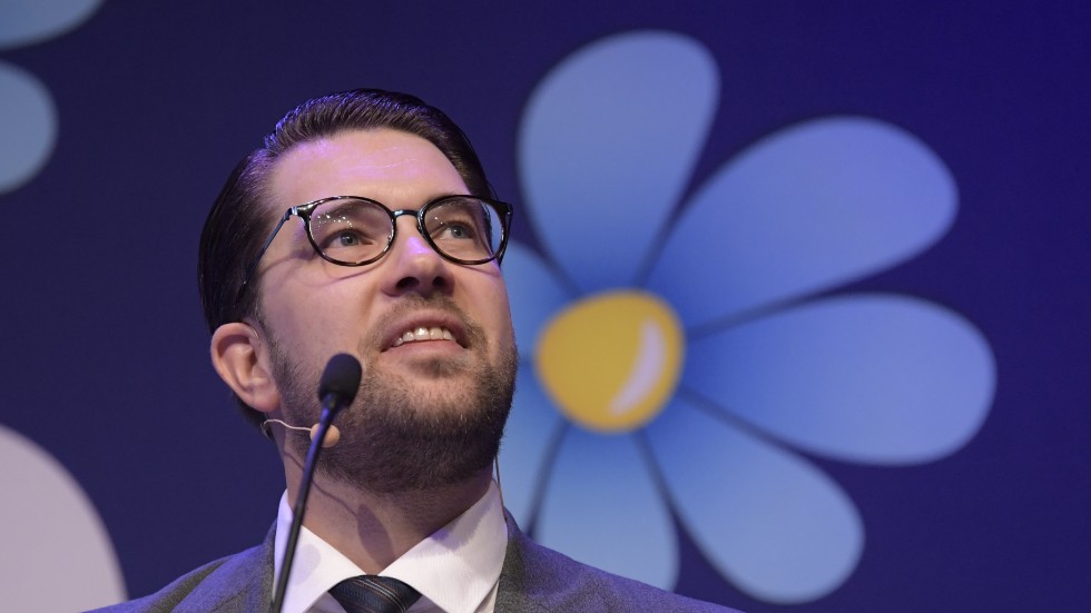 Jimmie Åkesson talade som nyvald partiledare. 