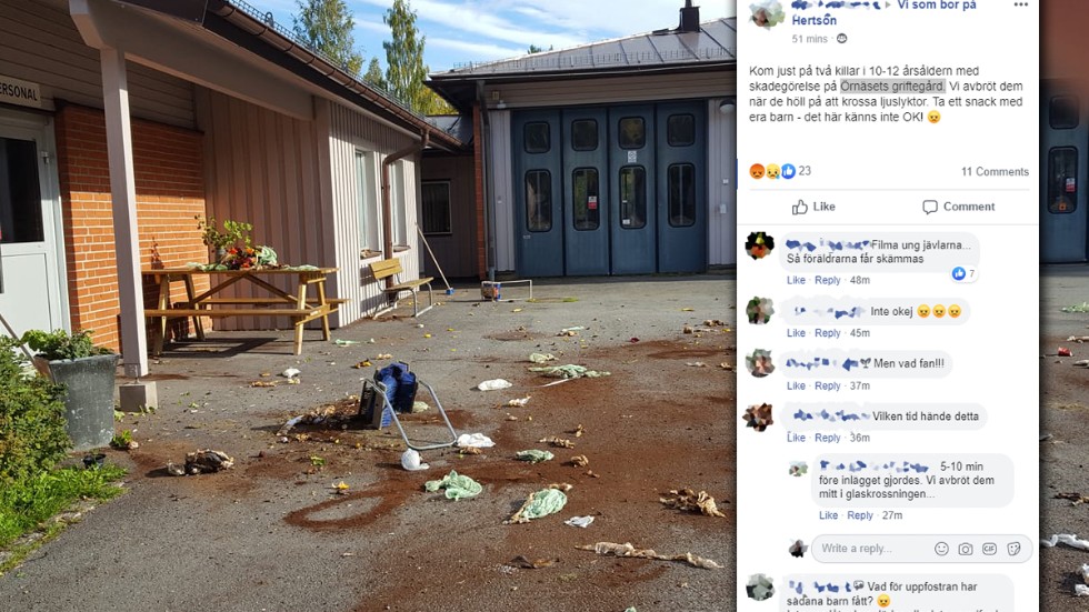 Det blev starka reaktioner på facebook efter att två ungdomar vandaliserat Örnäsets griftegård.