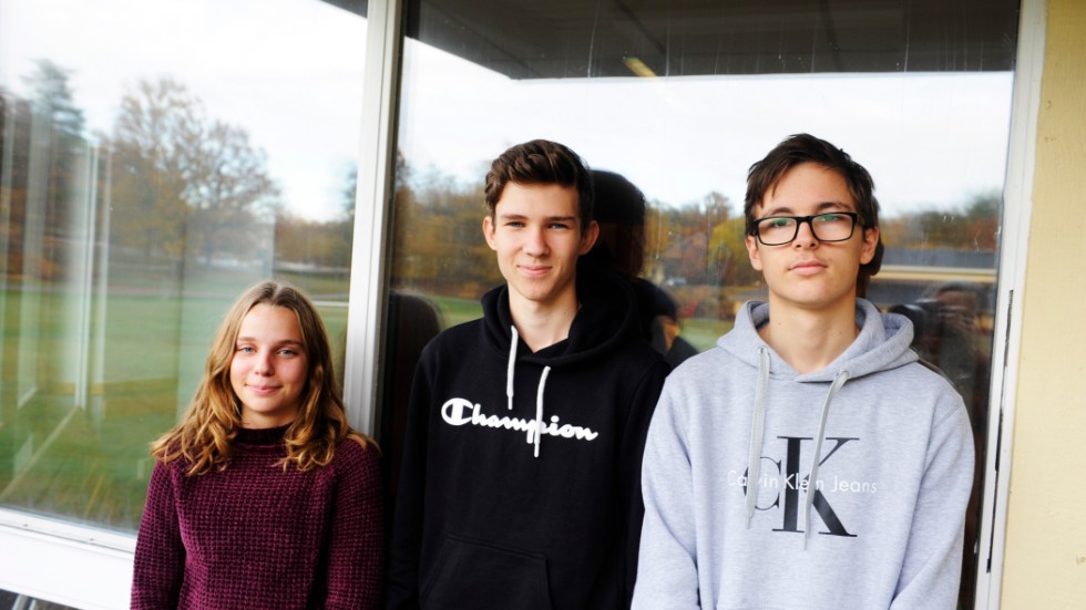 Ella Ahlin, August Åhlin och Andreas Tsiavos är tre av eleverna som åker med till Ungern. Projektets andemening är ungefär "Olikheter är styrkan om vi är tillsammans", berättar läraren Karin Eriksson.