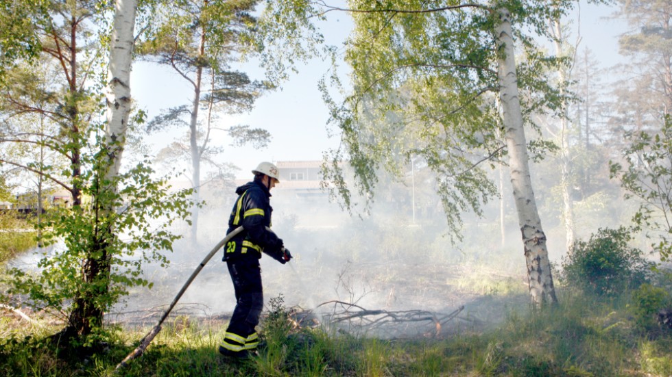 Under måndagen började det brinna i Eke. Bilden är från en tidigare gräsbrand. 