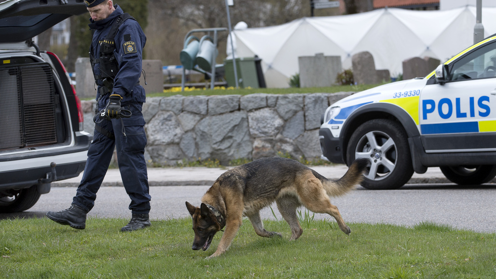 Polisen sökte med hund efter ett inbrott i Skiftinge. Bilden är tagen i ett annat sammanhang.