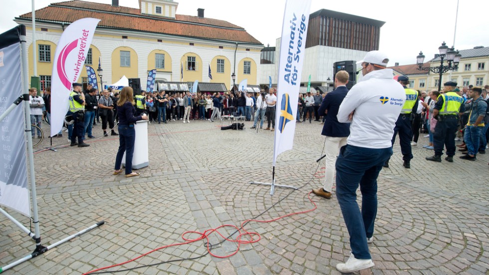 Den ökade mängden hatbrottsanmälningar skulle kunna var kopplat till ett fåtal större händelser, som Alternativ för Sveriges torgmöte.