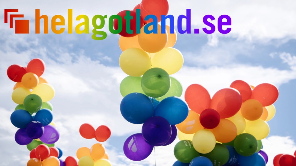 Helagotland.se:s logotyp byter utseende under Gotland Pride. 