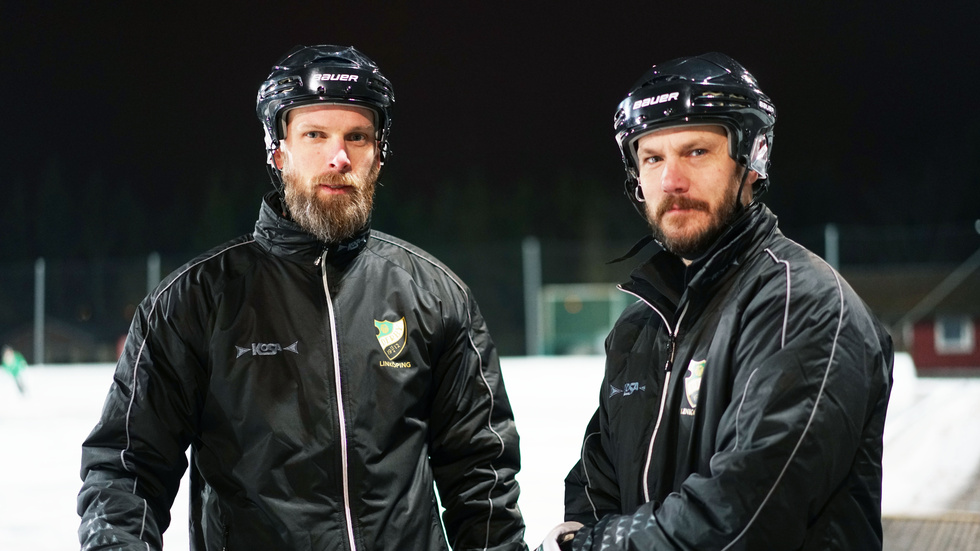 Derby/Linköping BK:s tränare Mats-Olof "Pricken" Hallmans och Kristian Weineholm. 