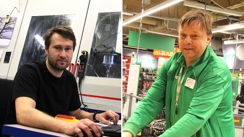 Donny Johansson, maskinoperatör, och Lars Simonsson, butiksarbetare, har kommunens vanligaste yrken.