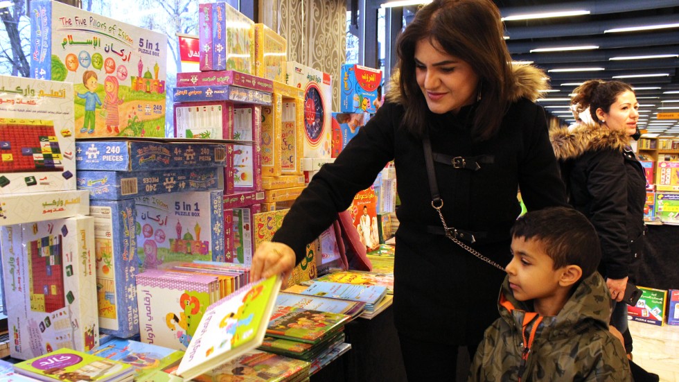 Ghaydaa Hussan besökte bokmässan tillsammans med sonen Sam Suaib, 3
