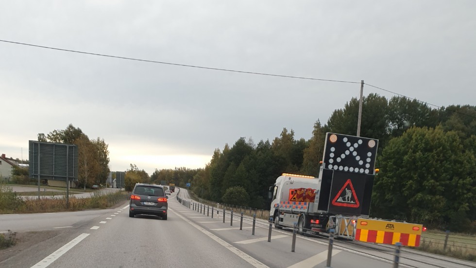 Köbildning på E22:an mellan Almvik och Mommehål under tisdagens morgon. 