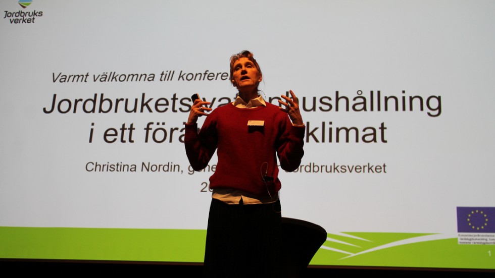 Jordbruksverkets generaldirektör Christina Nordin inledde vattenkonferensen i Flygeln i Norrköping.