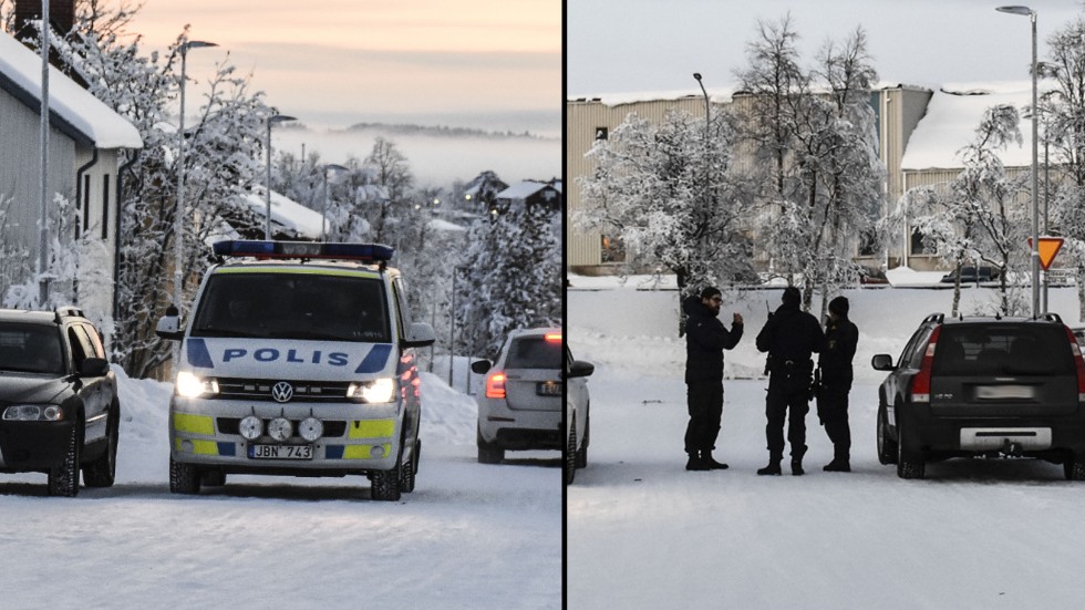 Poliser under den under insatsen i Kiruna