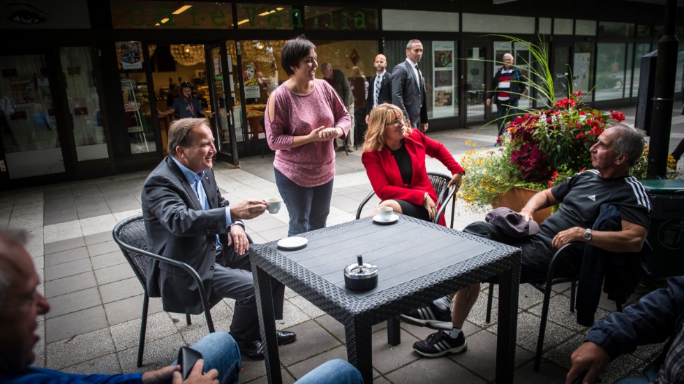 En fika på Järntorget. För drygt två år sedan besökte statsminister Stefan Löfven (S) Oxelösund.