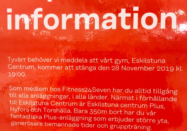I dag klockan 19.00 slår Fitness24seven igen sitt gym inne på köpcentret 21:an i Eskilstuna.