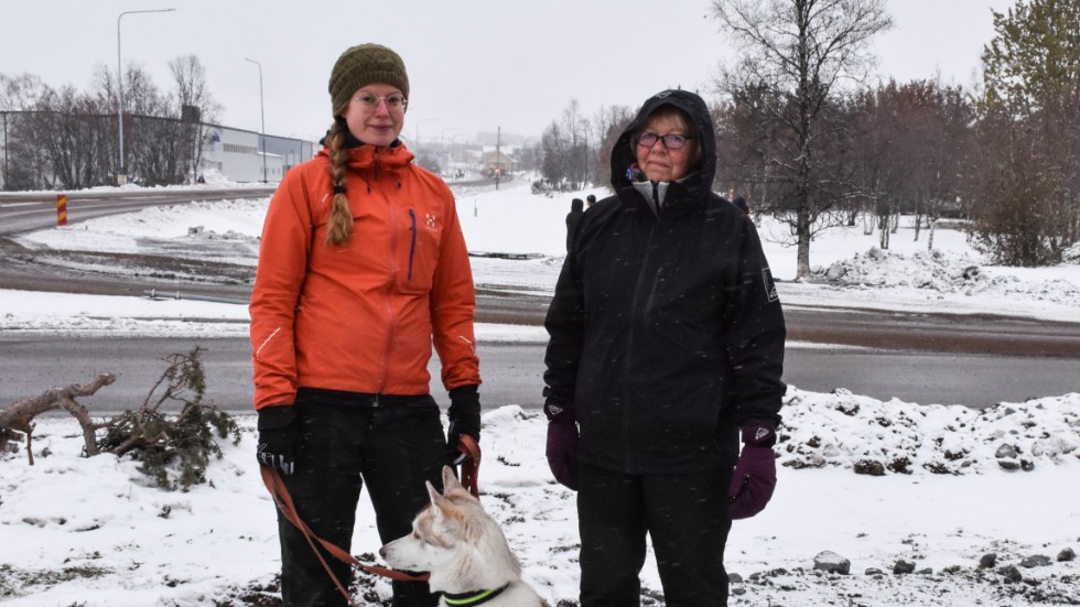  Linda Drugge och Maj-Britt Tornéus och hunden Singi var på plats för att se husflytten. 