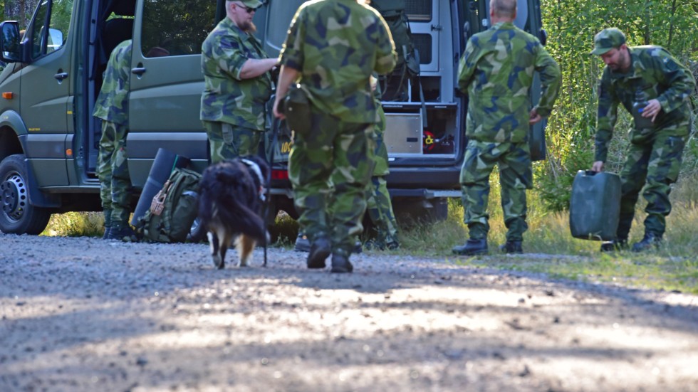 Till sin hjälp i terrängen har man hundförare med hund och soldater till fots och med fordon som söker igenom de segment de tilldelas av polisen.