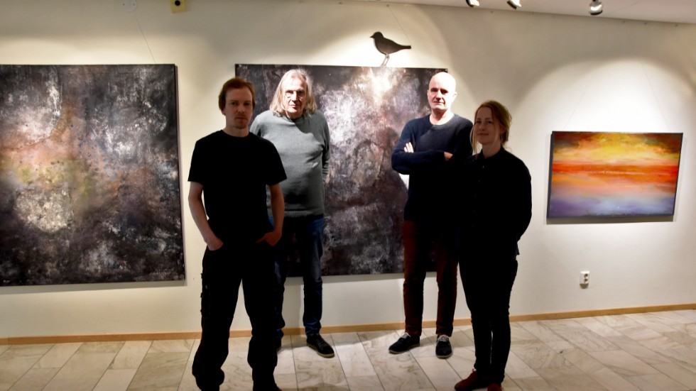 Magnus Björkbom, Jatte Eriksson, Bengt Frank och Linnea Henriksson ställer ut på Regionhuset i Luleå under temat dimensioner.