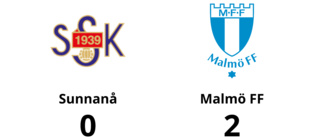 Sunnanå föll mot Malmö FF med 0-2