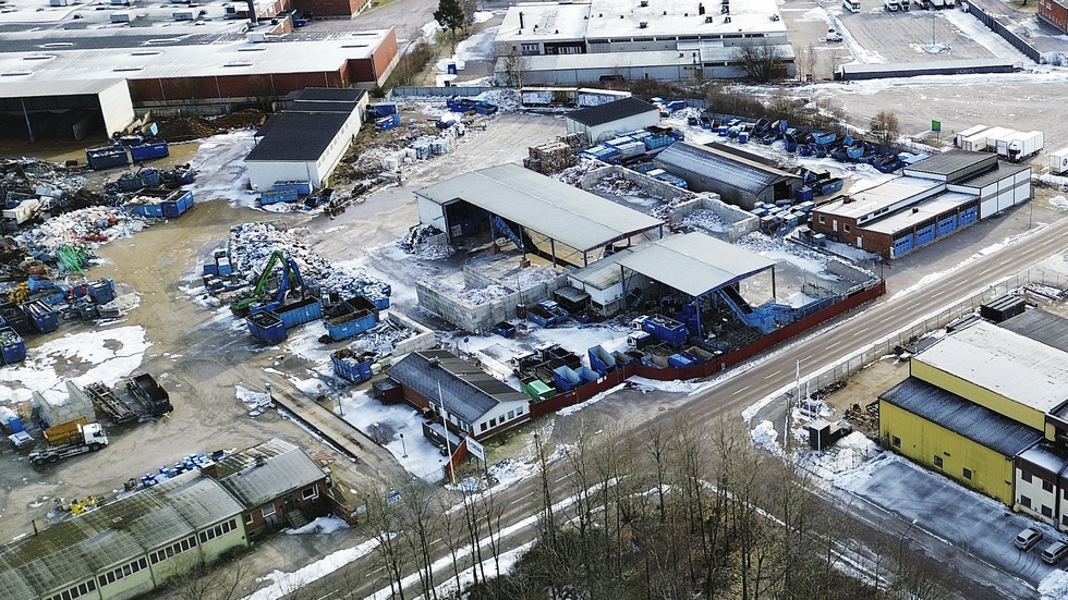 Drönarfoto av Stena recycling i Vilsta industriområde.