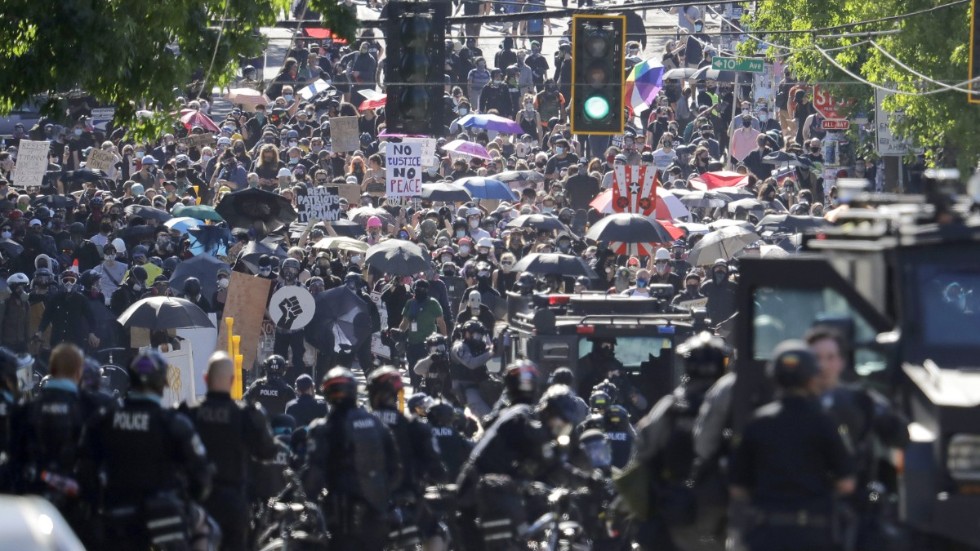 En protestmarsch mot polisvåld i Seattle i somras.