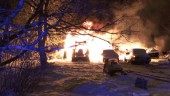 Garage i Jörn totaltförstört i brand: En person till sjukhus