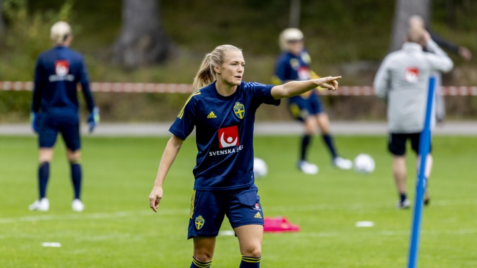 Magdalena Eriksson under tisdagens träning i Göteborg.