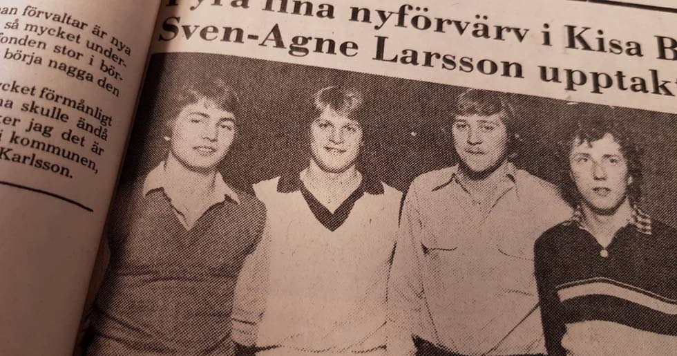 1979. Arne Hammarström, Ulf Bexell, Kenneth Lindblom och Tomas Bexell är nya i Kisa BK för året.