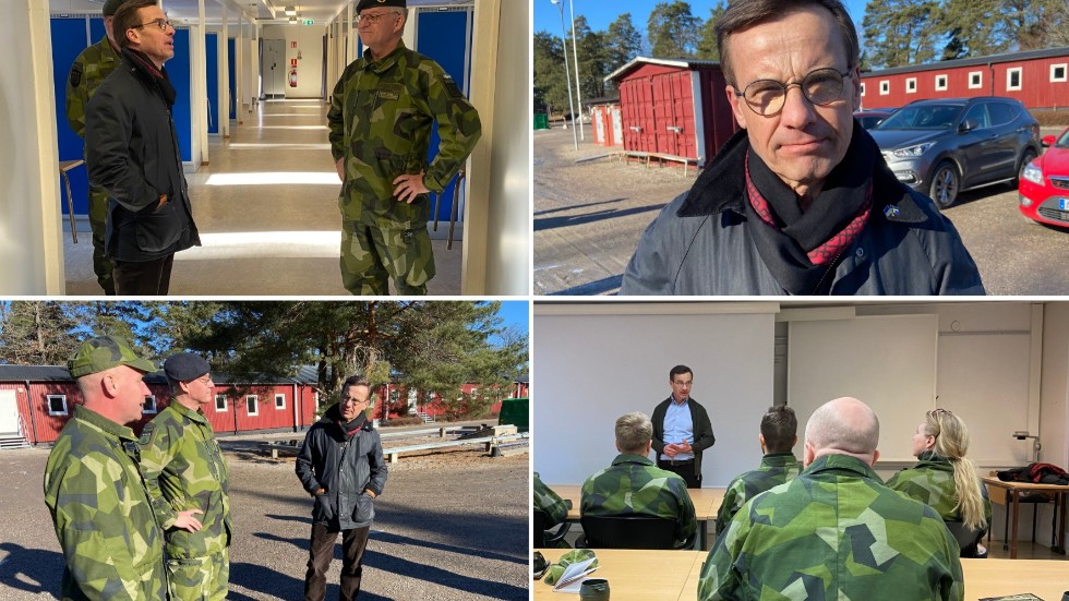 Den Strängnäsbaserade Moderatledaren Ulf Kristersson besökte Svältenlägret där en grundutbildning för hemvärnssoldater pågår. På bilderna syns bland andra även Eric Holmberg och Mikael Smedin.