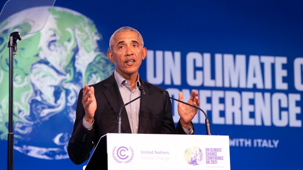 Barack Obama såg hur FN:s klimatmöte i Köpenhamn saboterades och blev fiasko, han medverkade i hög grad till ett nytt angreppsätt i Parisavtalet och var nu på plats i Glasgow och manade på delegaterna.