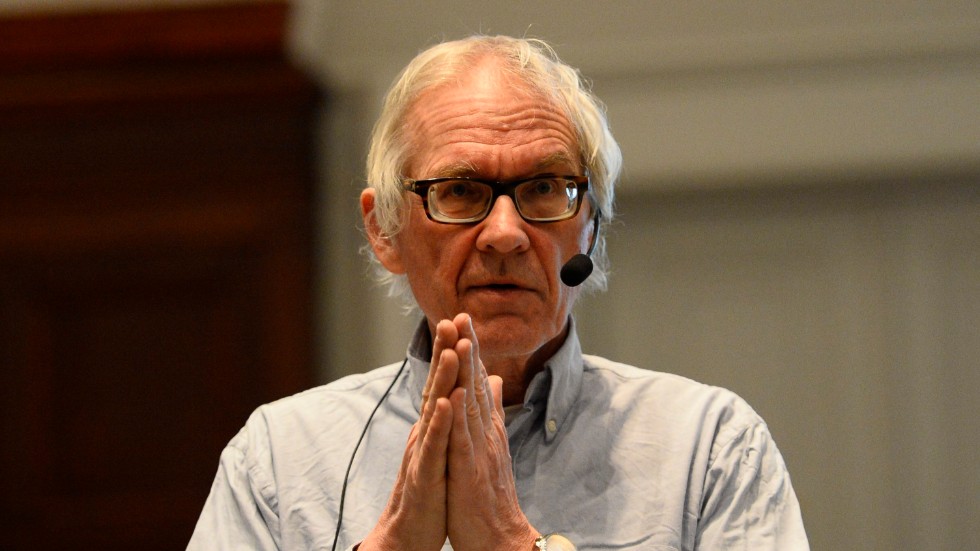 Lars Vilks under en föreläsning om yttrandefrihet på Utrikespolitiska föreningen i Karlstad 2015.