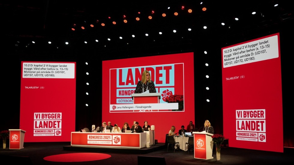 Socialminister Lena Hallengren under torsdagen på socialdemokraternas kongress i Göteborg.