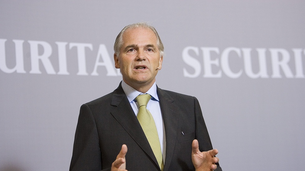 Melker Schörling vid presentationen av en kvartalsrapport från säkerhetskoncernen Securitas 2006, då Schörling var styrelseordförande i företaget.