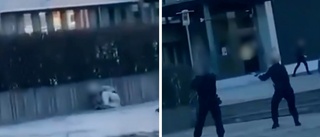 VIDEO VISAR: Här skjuter polis mot gärningsmannen