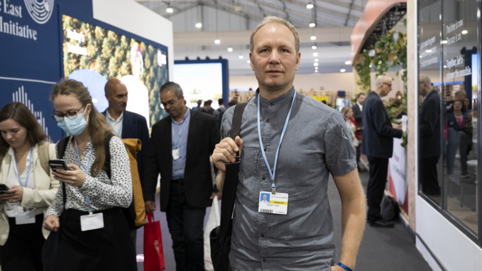Mathias Fridahl, forskare i klimatpolitik vid Linköpings universitet, på klimatmötet COP27 i Sharm El-Sheikh i Egypten. Arkivbild.