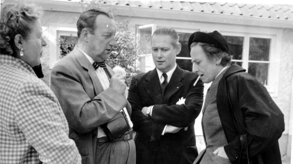 Edvin Stigberg, Tage Larfors och Göta Rosén vid Stensjö den 8 augusti 1954. 