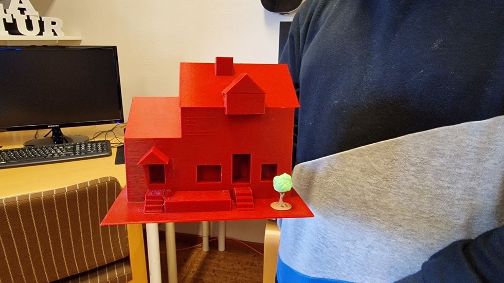 A 3D-printed house.