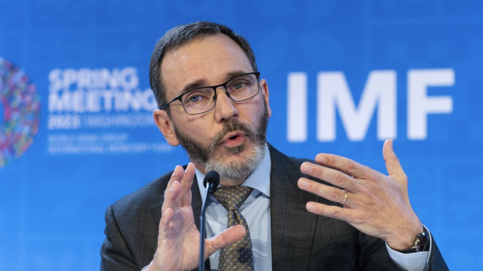 Chefsekonomen Pierre-Olivier Gourinchas på IMF säger att tillväxten fortfarande är låg i världen. Arkivbild
