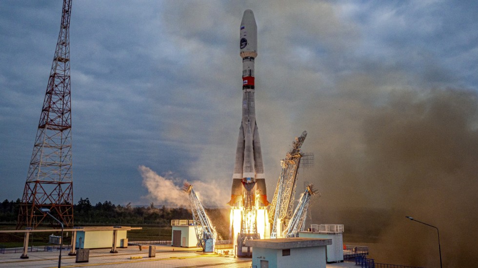 Luna-25 sköts upp förra veckan. Bild från den ryska rymdmyndigheten Roscosmos. Arkivbild