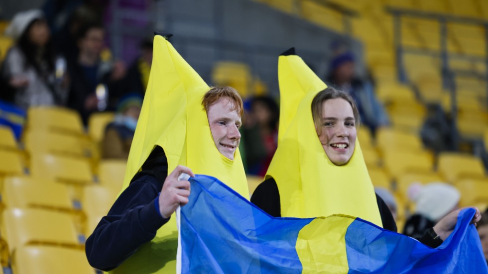 Svenska fans under gruppspelsmatchen mellan Sverige och Italien i Wellington den 29 juli.