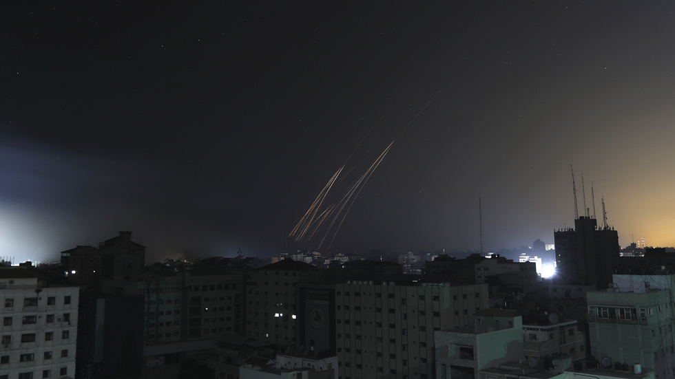Israelisk eld mot Gaza stad under helgen. Arkivbild.