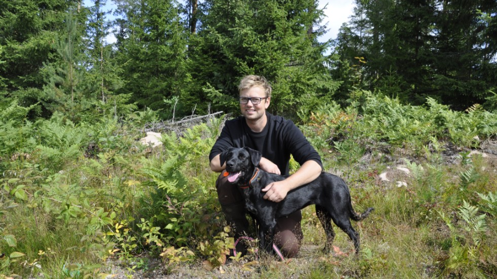 Hunden Luna klarade sitt första möte med ett vildsvin mycket bra, säger Sven Gustafsson. 