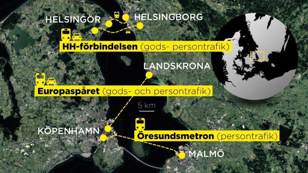 De tre nya alternativen för förbindelser över Öresund.