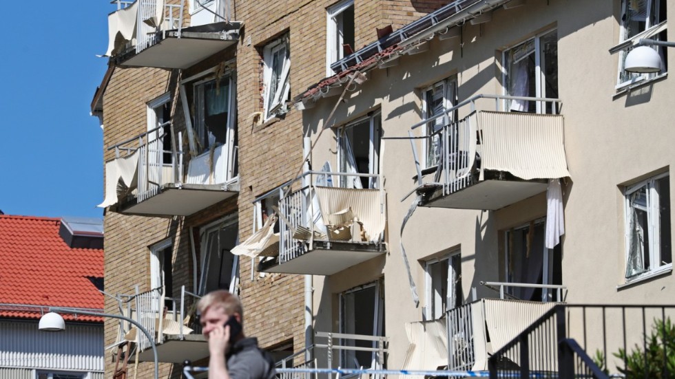 Omfattande skador efter explosionen i Linköping 2019. Inget åtal har ännu väckts. Arkivbild.