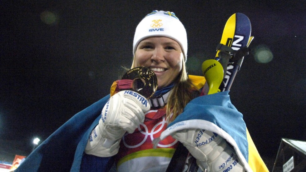 Anja Pärson ställde också upp i alla grenar i OS och tog ett guld – i slalom 2006. Arkivbild.