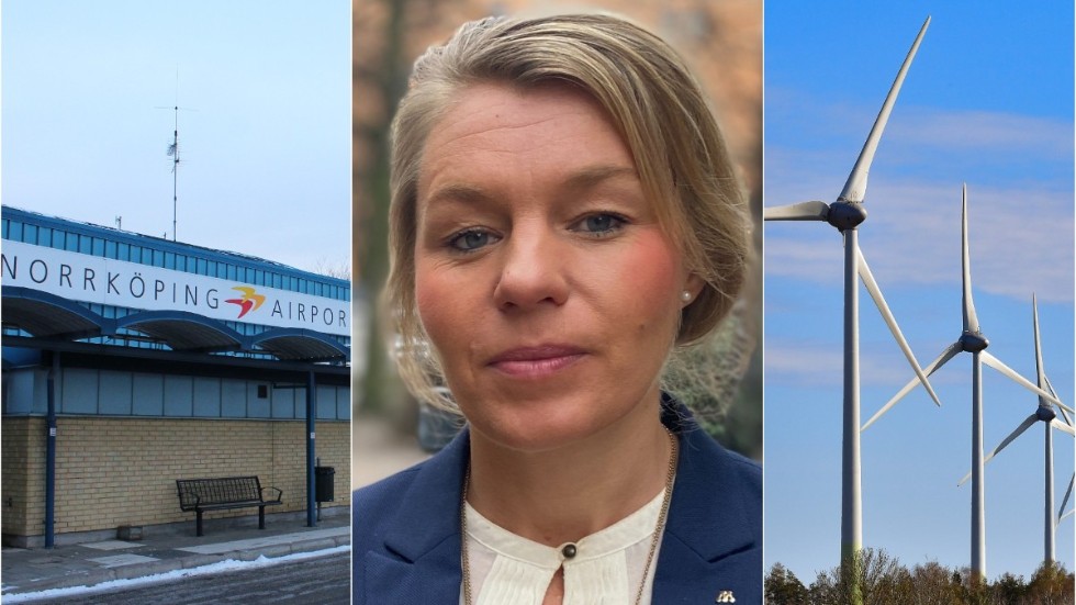 Oppositionsrådet Sophia Jarl (M) svarar om både framtiden för Norrköping airport och partiets syn på Holmens planer för vindkraft.