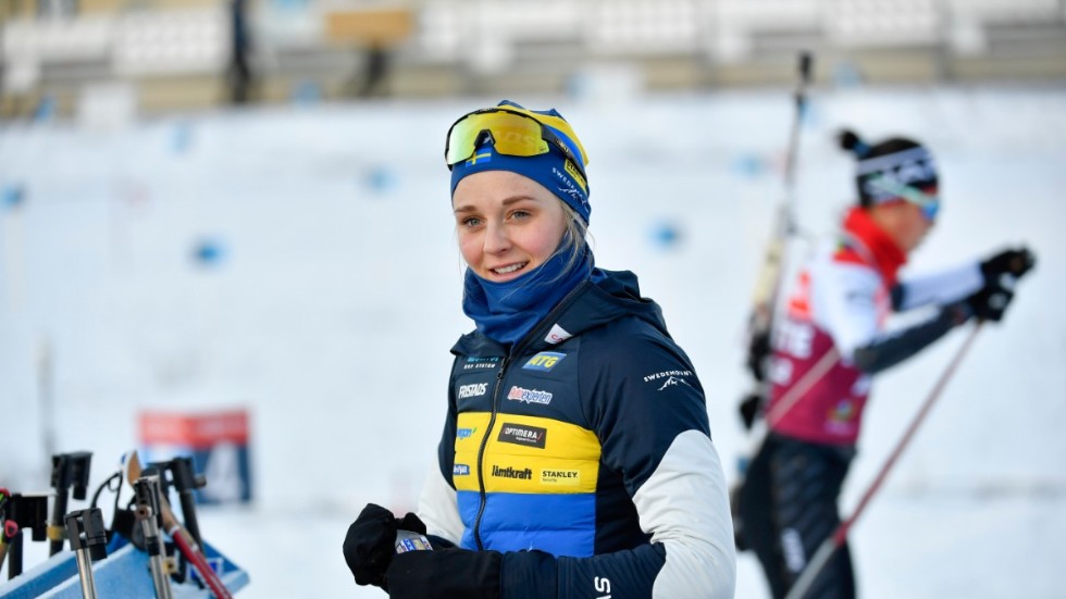 OS-guldmedaljören i längdskidornas sprint, Stina Nilsson, åker till vinter-OS i Peking som skidskytt. Arkivbild.