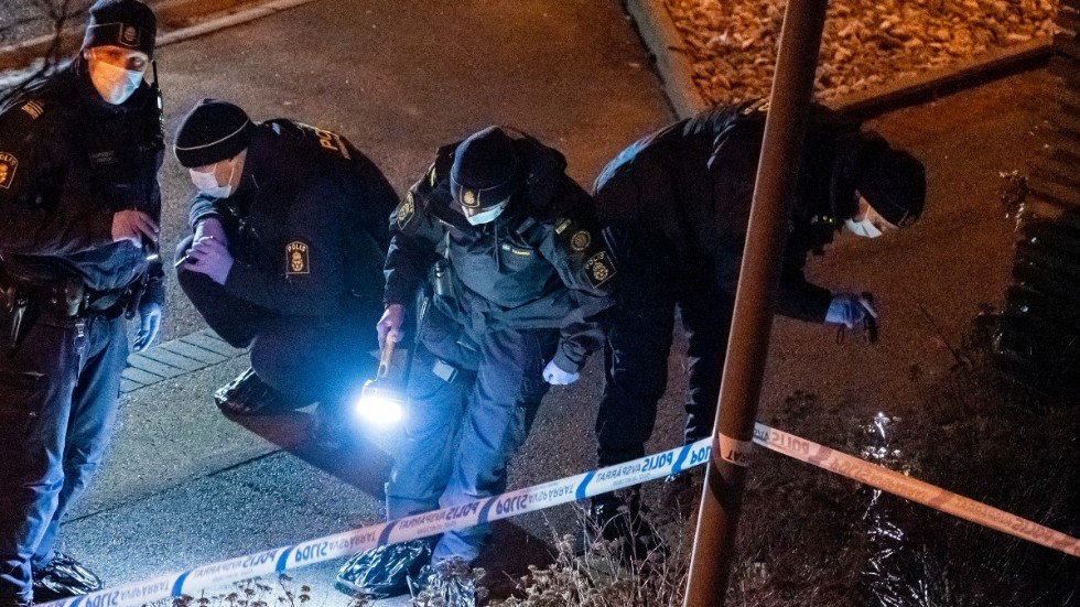 Polisens kriminaltekniker på mordplatsen i Bunkeflostrand förra veckan. Arkivbild.