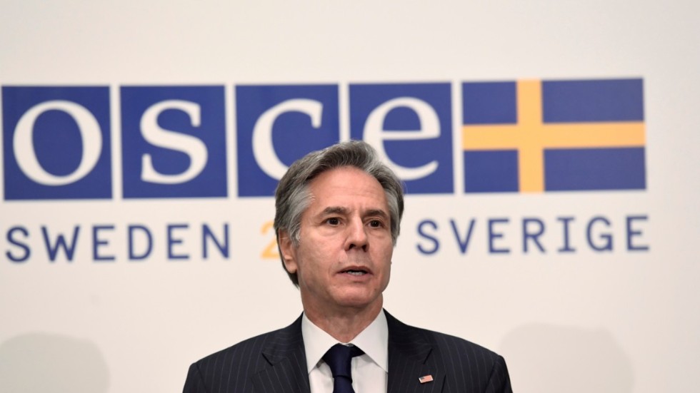 USA:s utrikesminister Antony Blinken på OSSE-mötet i Stockholm.