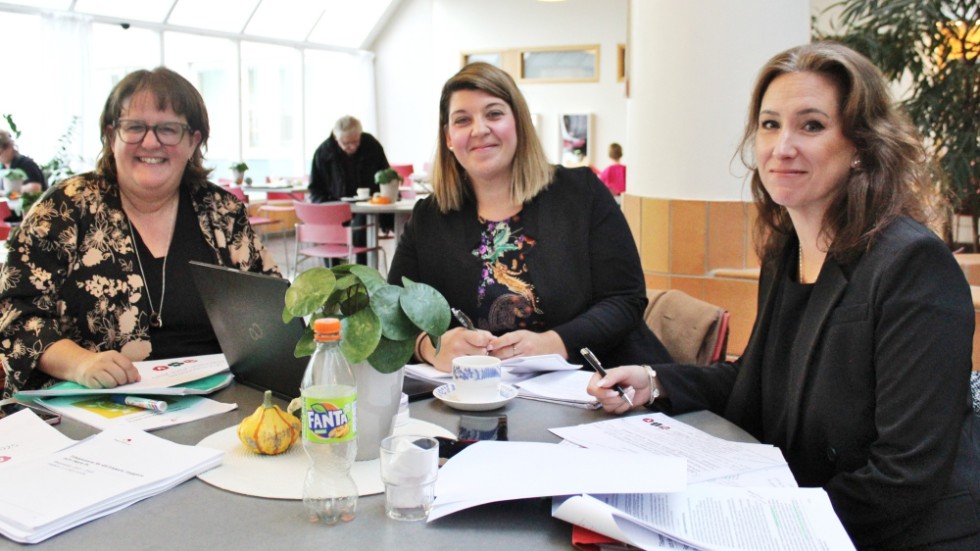 Regionpolitikerna Karin Helmersson (C), Angelica Katsanidou (S) och Lena Granath (V) har framtidstro trots kristider.
