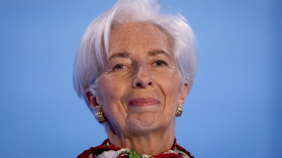 Räntebesked från Europeiska centralbanken (ECB), med chefen Christine Lagarde, för dagen i Aten, Grekland. Arkivbild