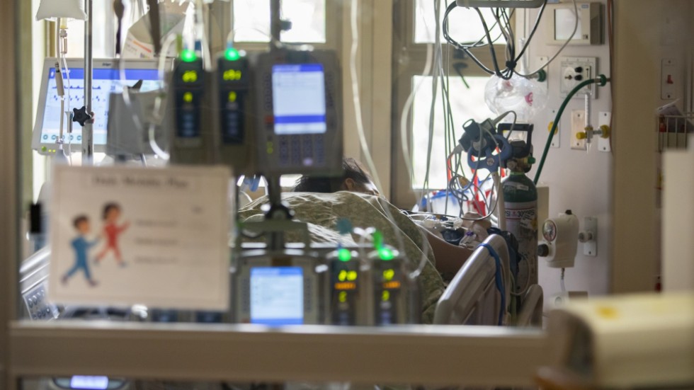 En gravid kvinna diagnostiserad med covid-19 på ett sjukhus i Boise, Idaho i augusti 2021.